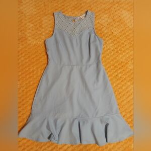 Miami Light Blue Lace Accent Mini Dress